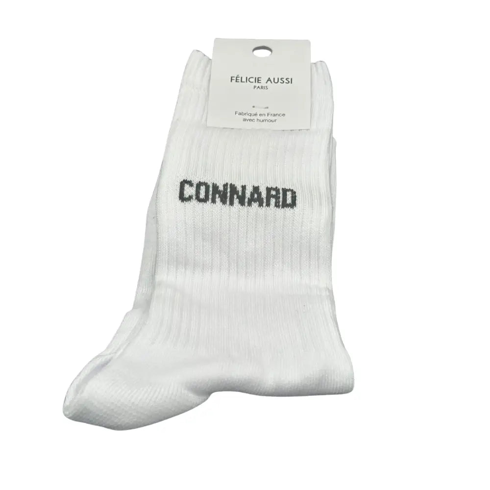 Chaussettes connard blanche avec ribbed blanc et logo connard en noir