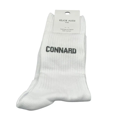 Chaussettes connard blanche avec ribbed blanc et logo connard en noir