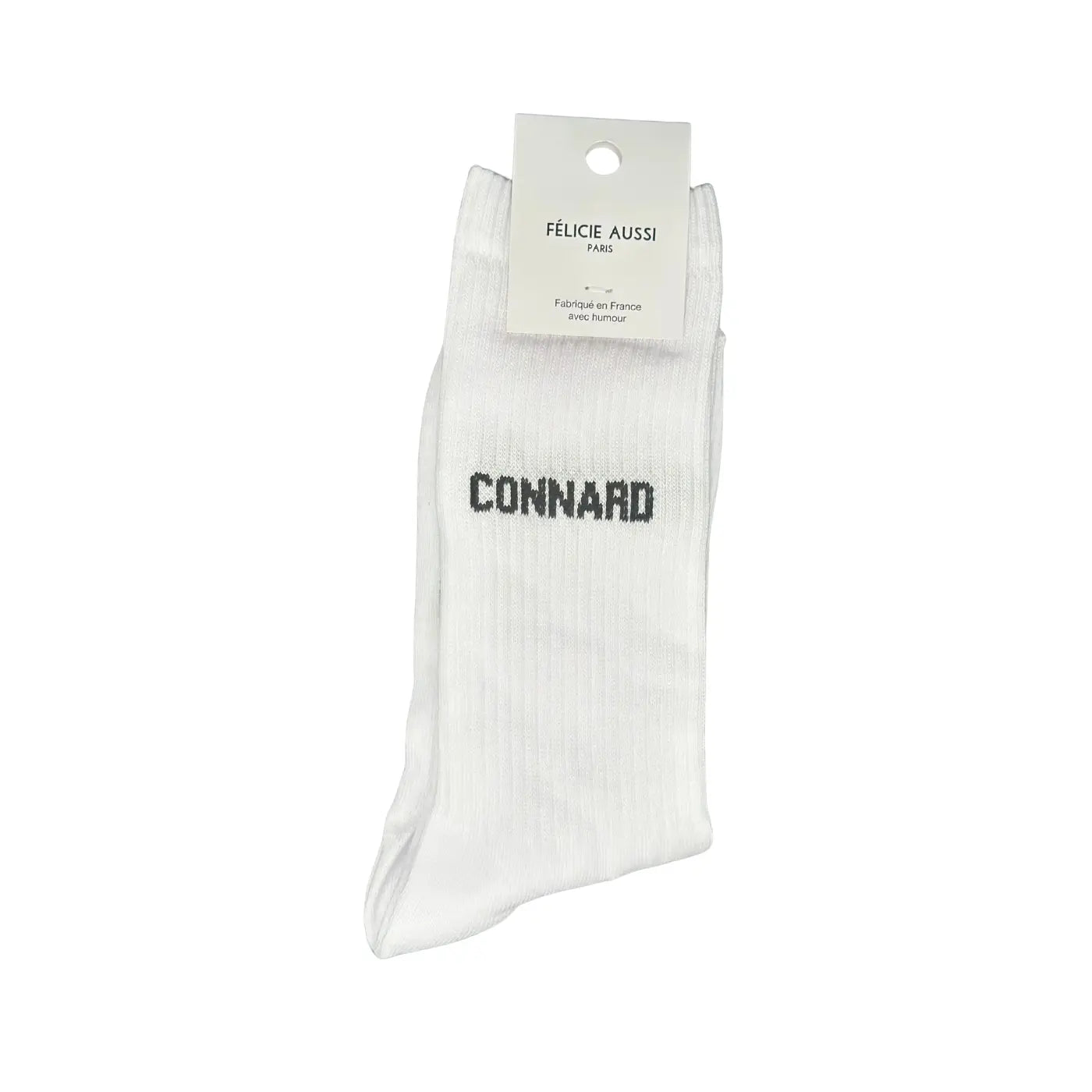 Chaussettes connard blanches 40-45 avec clin d’œil français