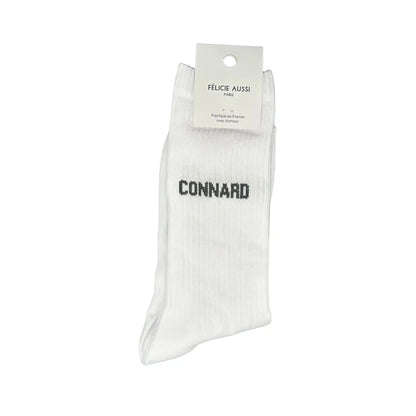 Chaussettes connard blanches 40-45 avec clin d’œil français