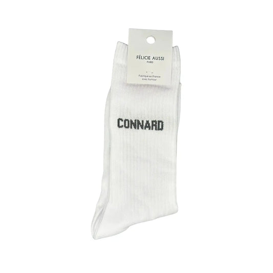 Chaussettes connard blanches 40-45 avec clin d’œil français