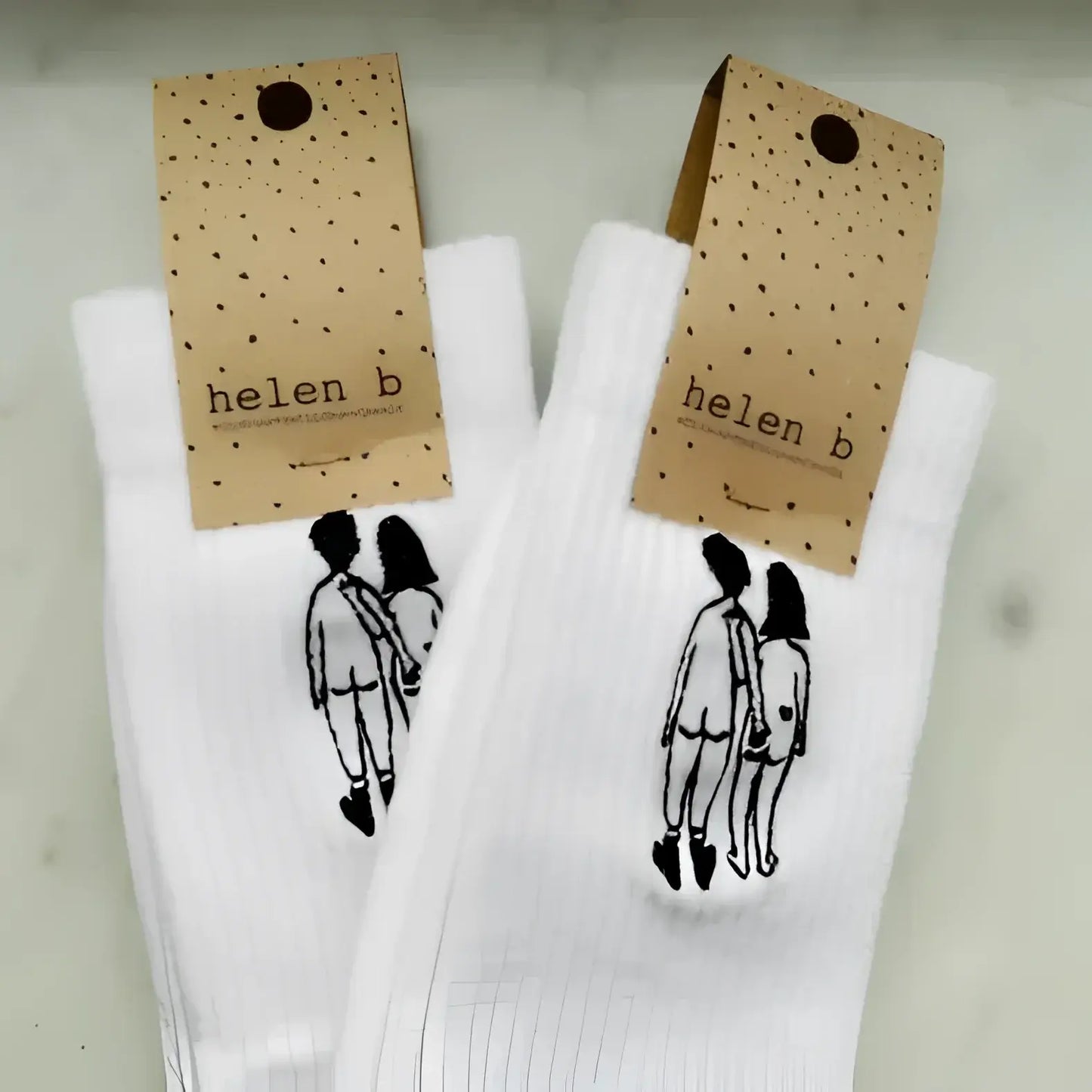 Chaussettes naked couple avec illustrations humoristiques, ajustement parfait 38-41