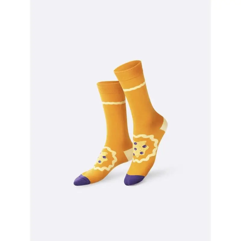 Chaussettes Pancakes moutarde lion et orteils violets, idée cadeau originale
