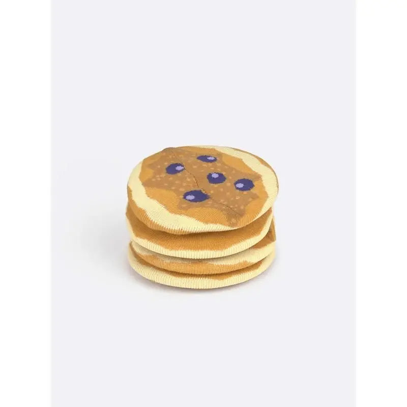 Chaussettes Pancakes : pile de 4 pancakes aux myrtilles au sirop, idée cadeau originale