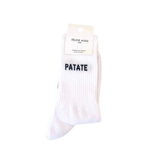 Chaussettes patate blanche ribées avec Patate pour une touche d’originalité