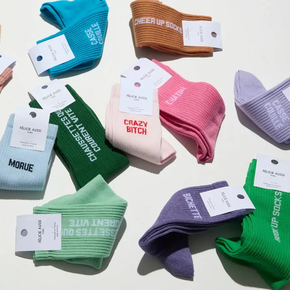 Chaussettes sportives vert herbe éclatant, ribées colorées confort optimal, tailles 40-45