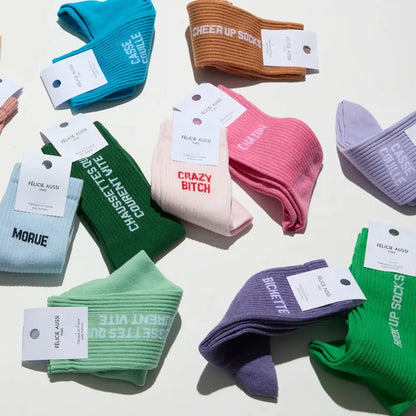 Chaussettes sportives vert herbe éclatant, ribées colorées confort optimal, tailles 40-45
