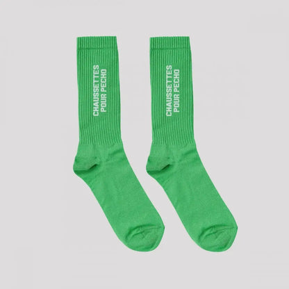 Chaussettes sportives vert herbe éclatant confort optimal