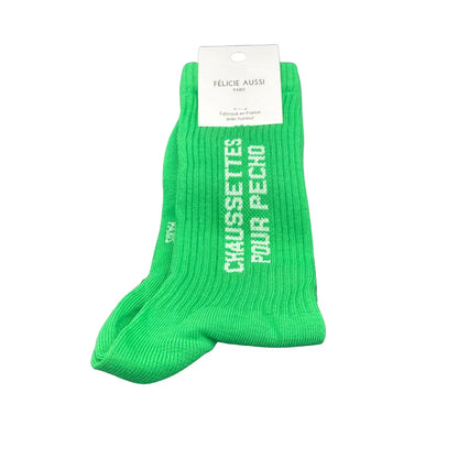 Chaussettes sportives vert herbe éclatant, confort optimal, taille 40-45