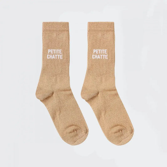 Chaussettes petite chatte caramel pailleté faciles à entretenir pour 36-40