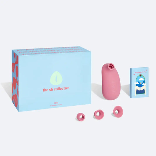 Vibromasseur rose en forme de larme avec niveaux d’aspiration personnalisables et 3 têtes d’aspiration