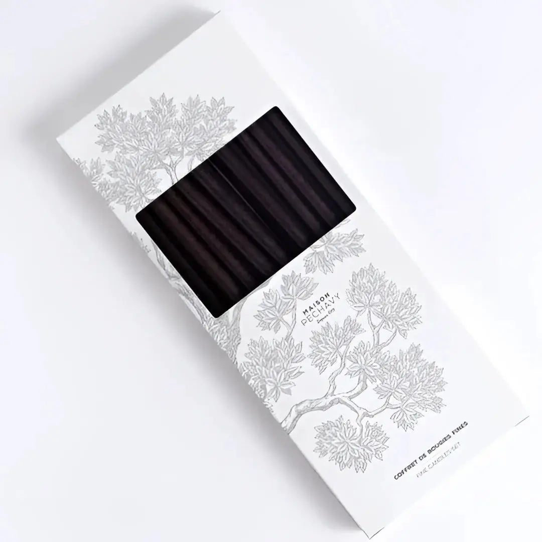 Coffret de bougies fines Carbone, forme conique pour lumière douce