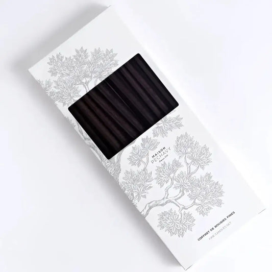 Bougies fines Carbone pour chez soi, boîte élégante avec fenêtre et design botanique