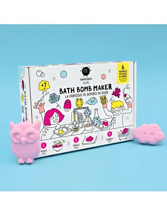 Coffret Fabrique à boules de bain rose hibou, atelier créatif enrichissant