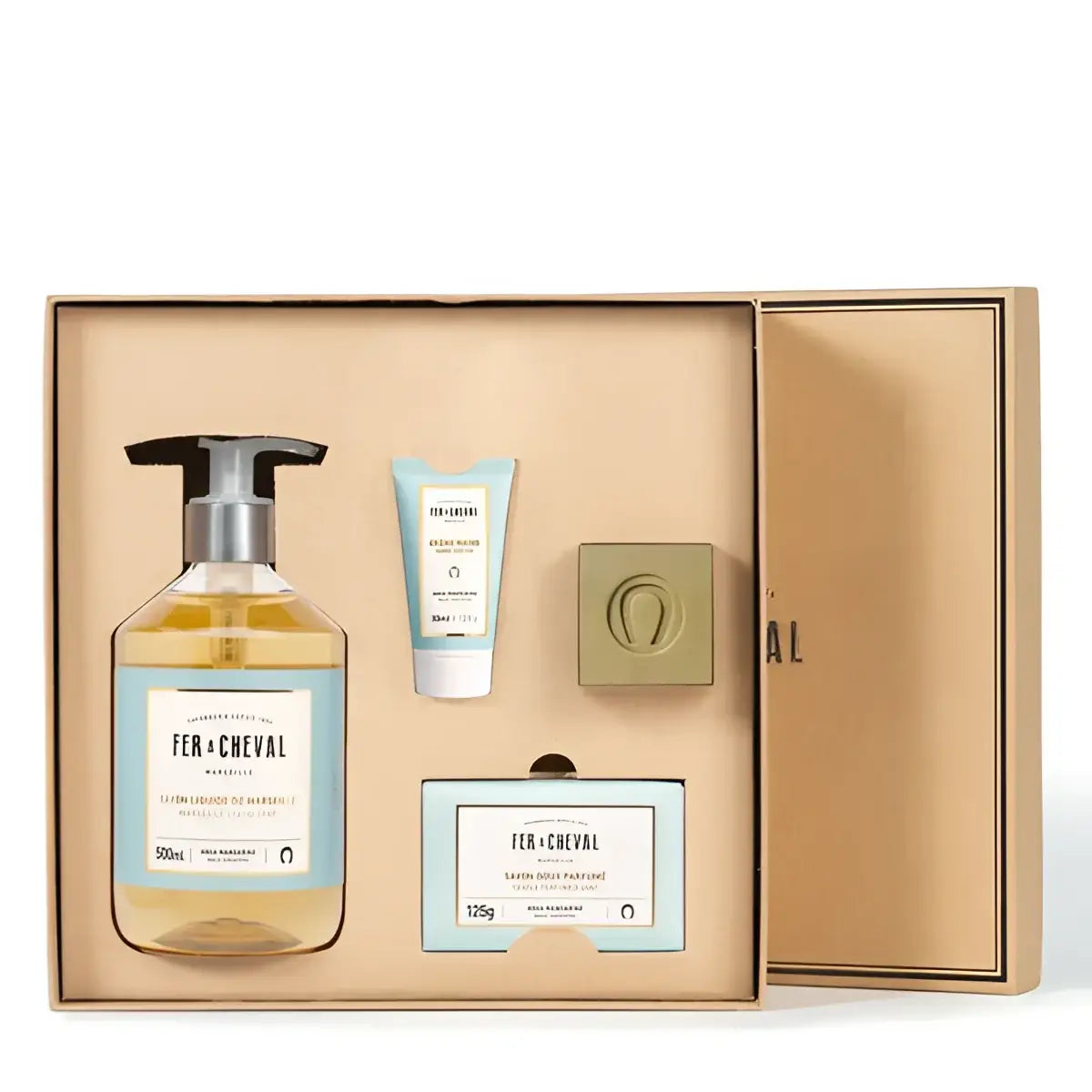 Coffret cadeau Parfum Aqua Mandarine avec savon liquide, crème mains et savon solide pour une expérience sensorielle agréable