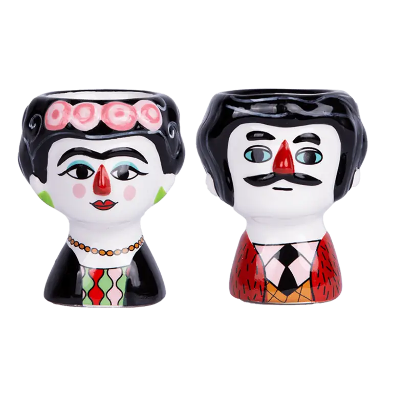 Coquetiers Marisol et Carlos Couleurs : Frida Kahlo et Diego Rivera en céramique