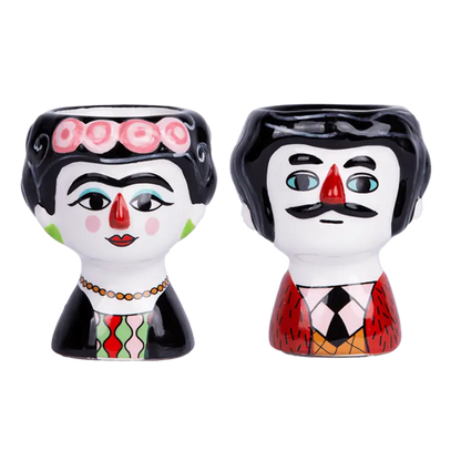 Coquetiers Marisol et Carlos Couleurs : Frida Kahlo et Diego Rivera en céramique