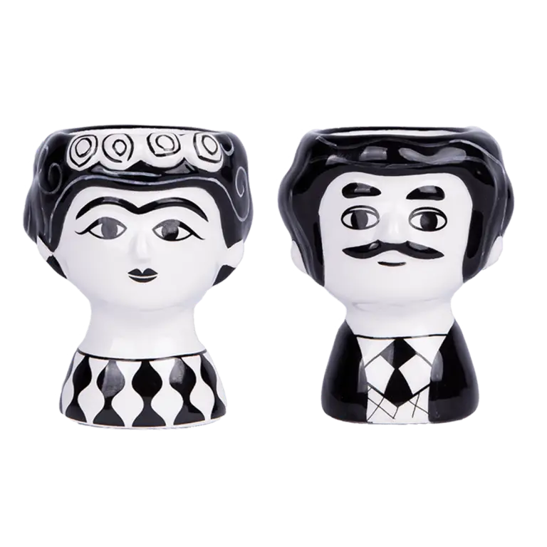 Coquetiers Marisol et Carlos en noir et blanc, touche d’originalité