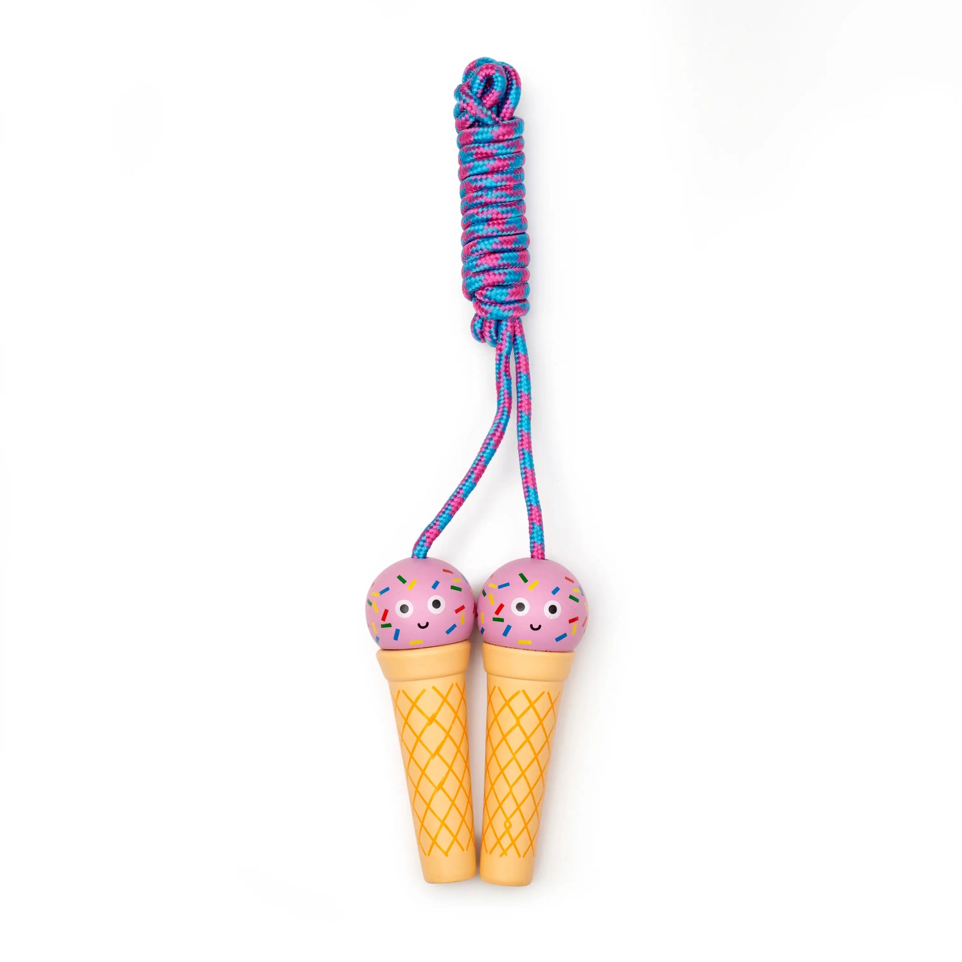 Corde à sauter cornet de glace Kidoki avec poignées pastel roses et jaunes