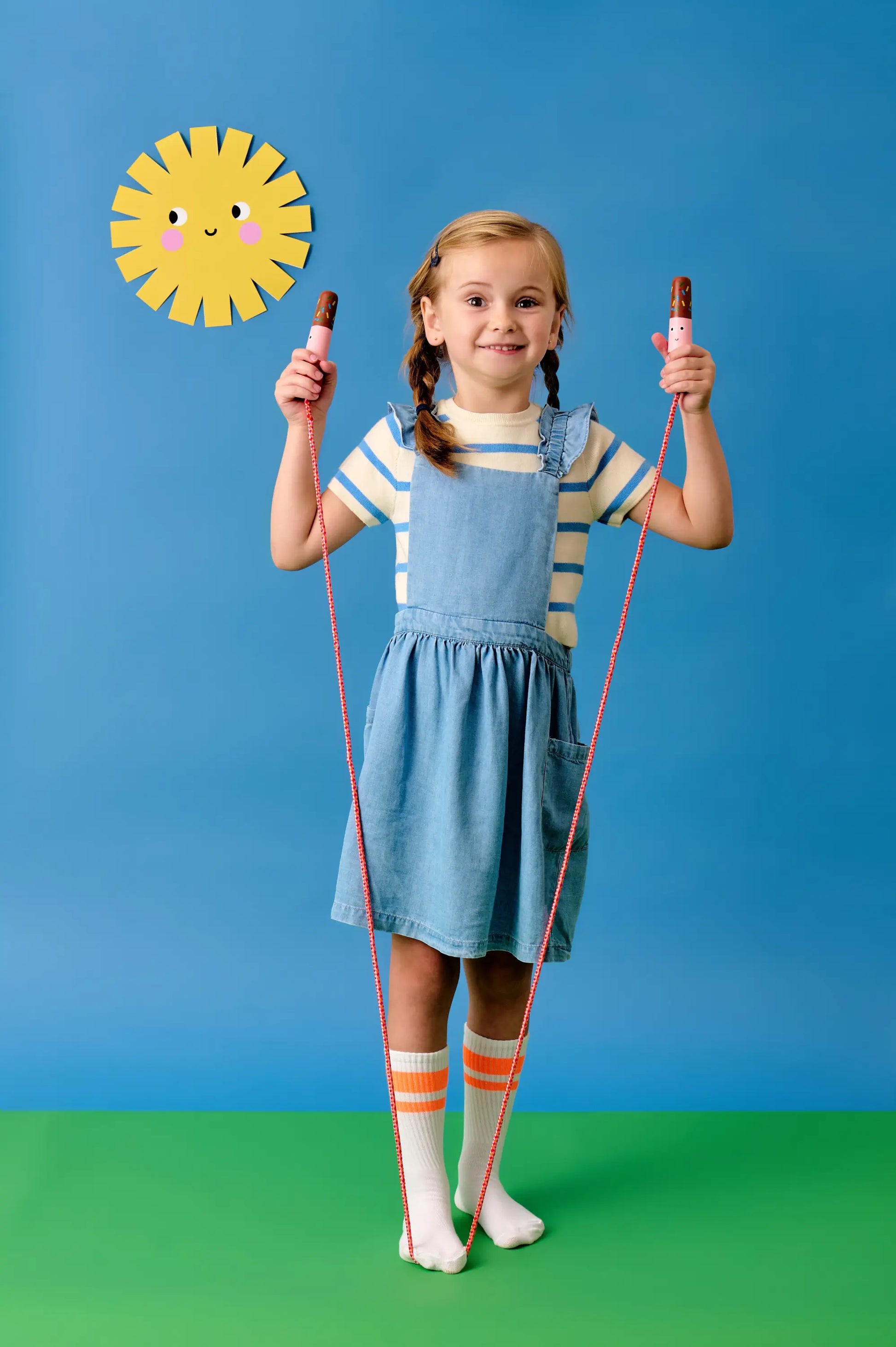 Corde à sauter Kidoki rose et marron au design ludique glace à l’eau