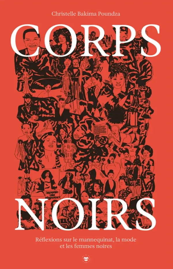 Couverture rouge du livre Corps noir avec figures noires illustrées et texte blanc sur corps noirs féminins et mécanismes d’exclusion