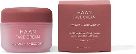 Pot de crème visage hydratante HAAN pour peaux sèches 50 ml, rose et rouge