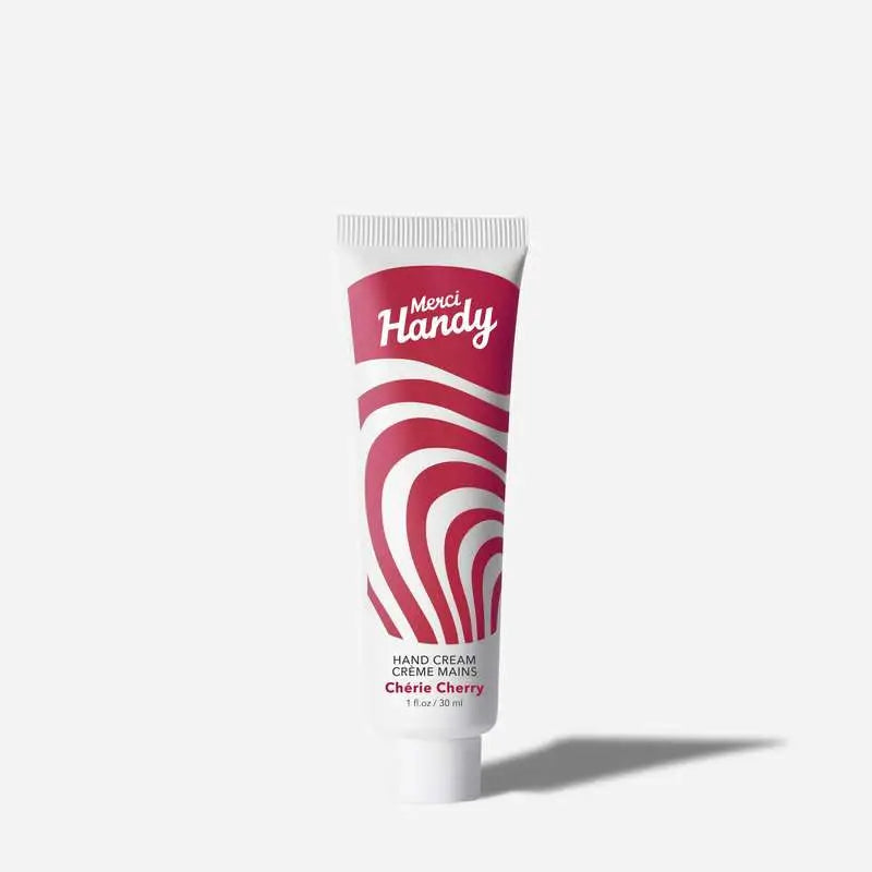 Crème mains cherry chérie 30mL, tube rouge et blanc vibrant