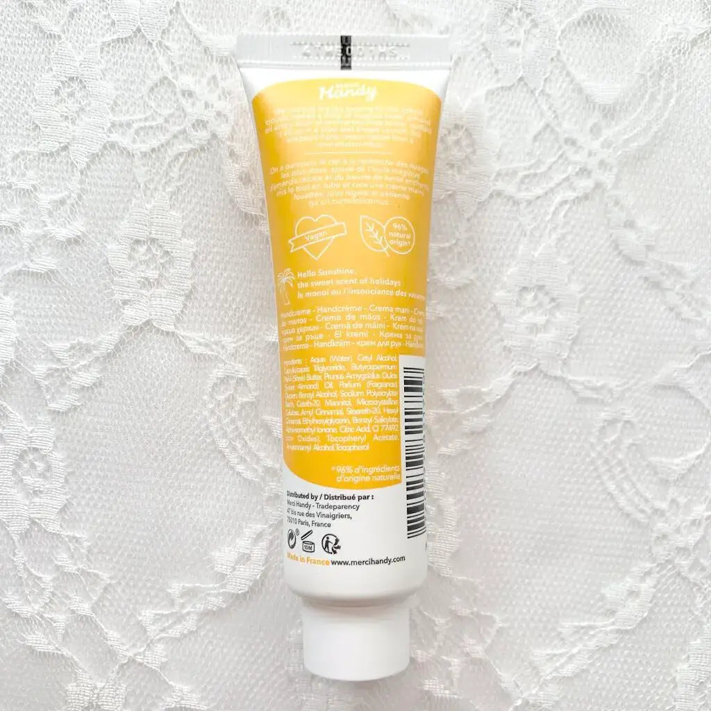 Tube crème mains Hello Sunshine 30mL jaune et blanc mat