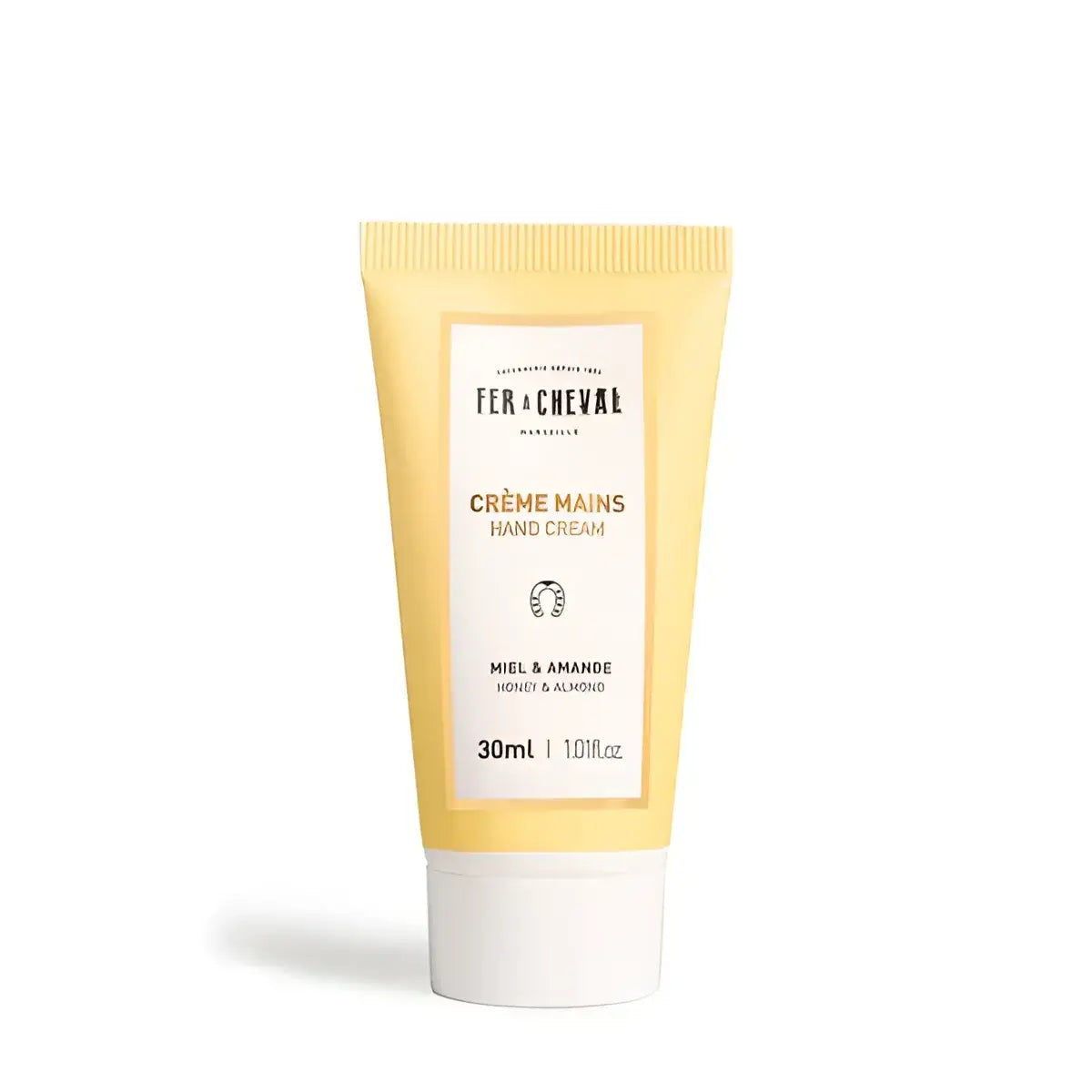 Tube jaune crème mains miel amande 30mL avec huile d’amande douce