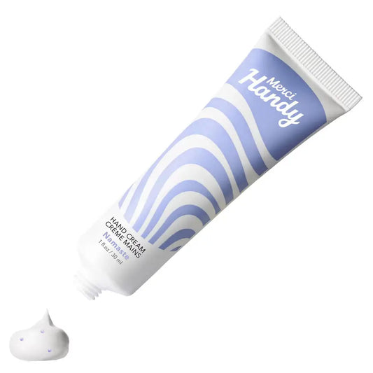 Tube crème mains naturels Mexci Handy Namaste 30mL blanc et bleu