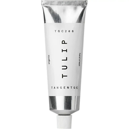 Tube crème mains tulipe bio 50mL blanc argenté parfum floral peau douce