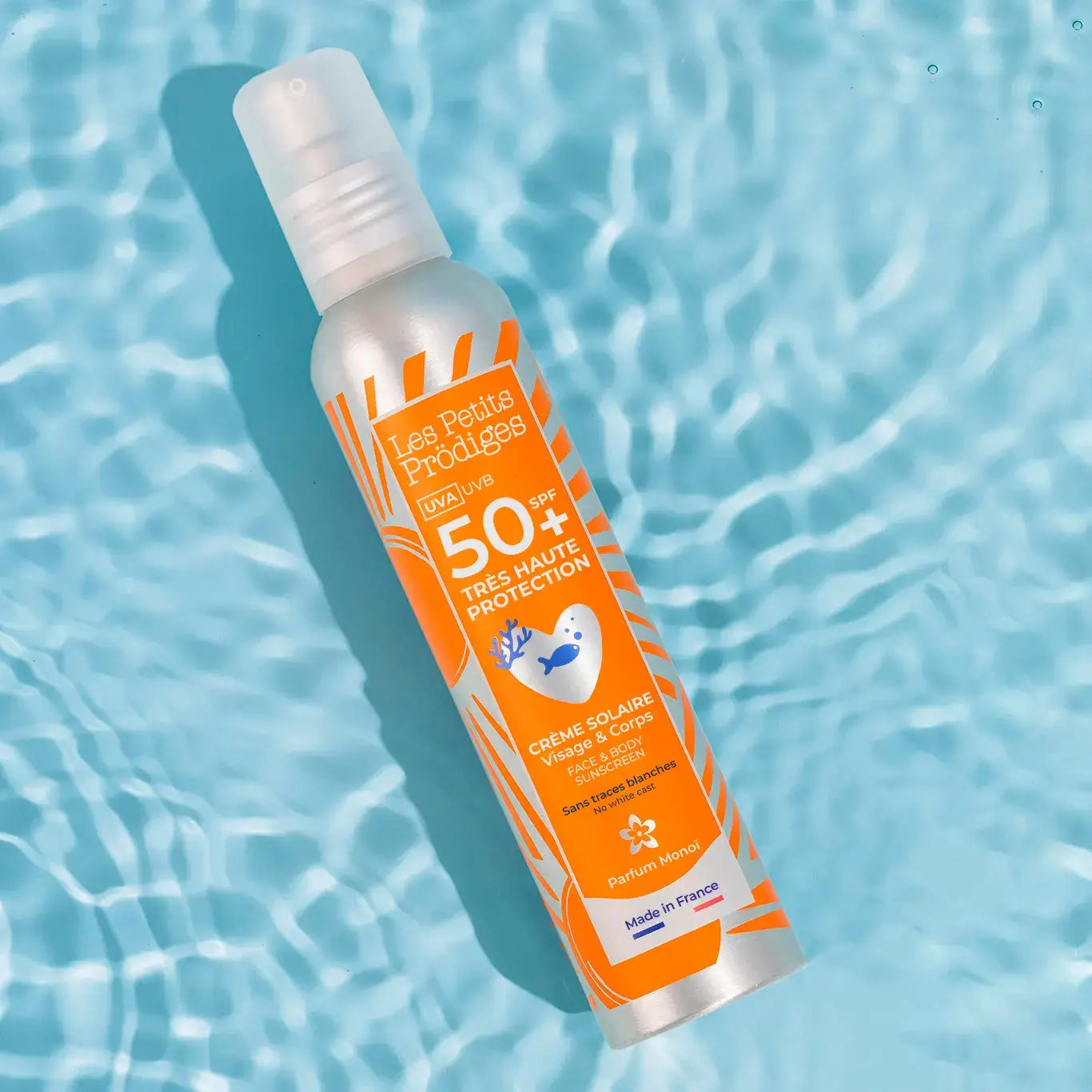 Crème solaire visage corps SPF50+ 100ml orange argent texture légère