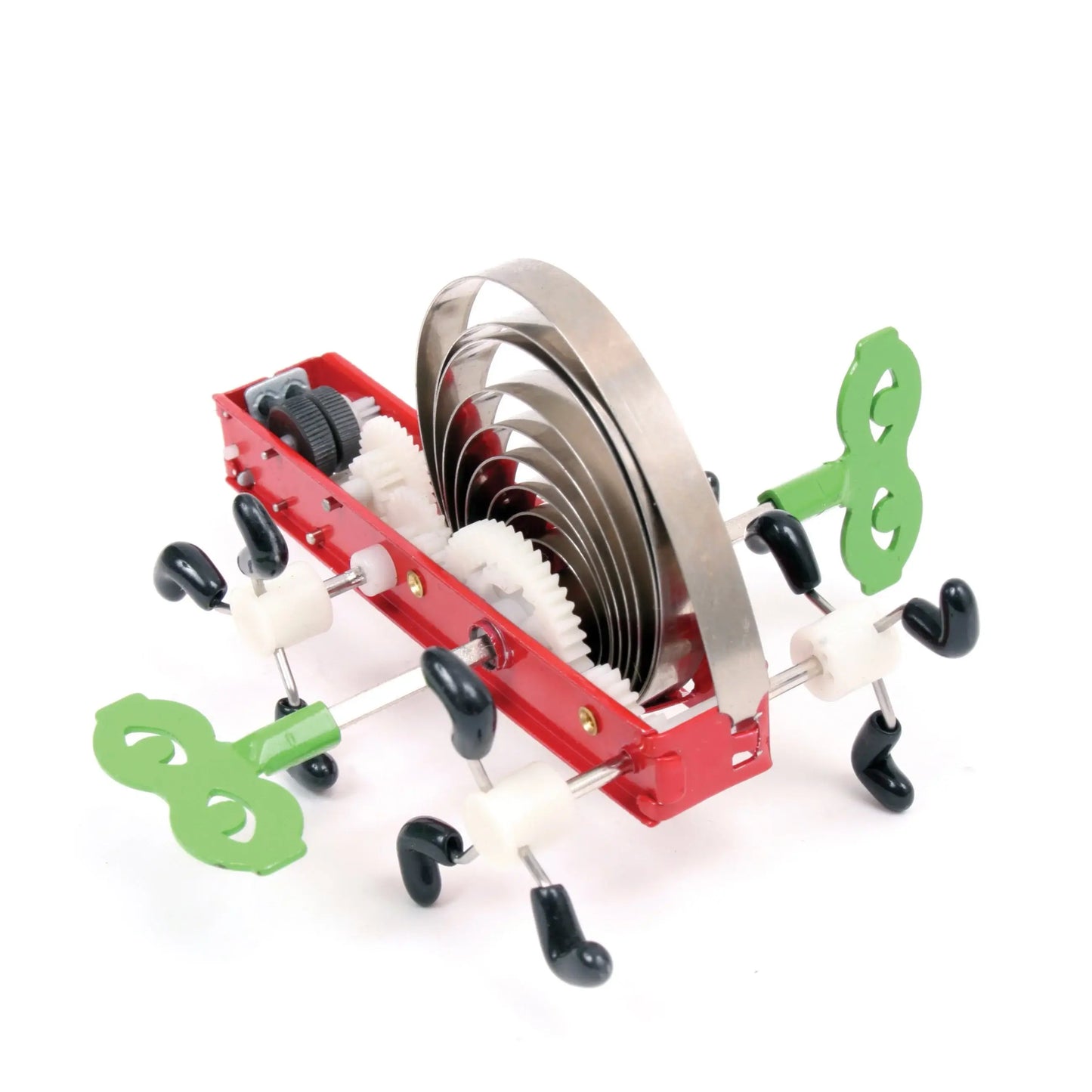 Petite créature mécanique Critters Awika en métal rouge avec accents verts et noirs
