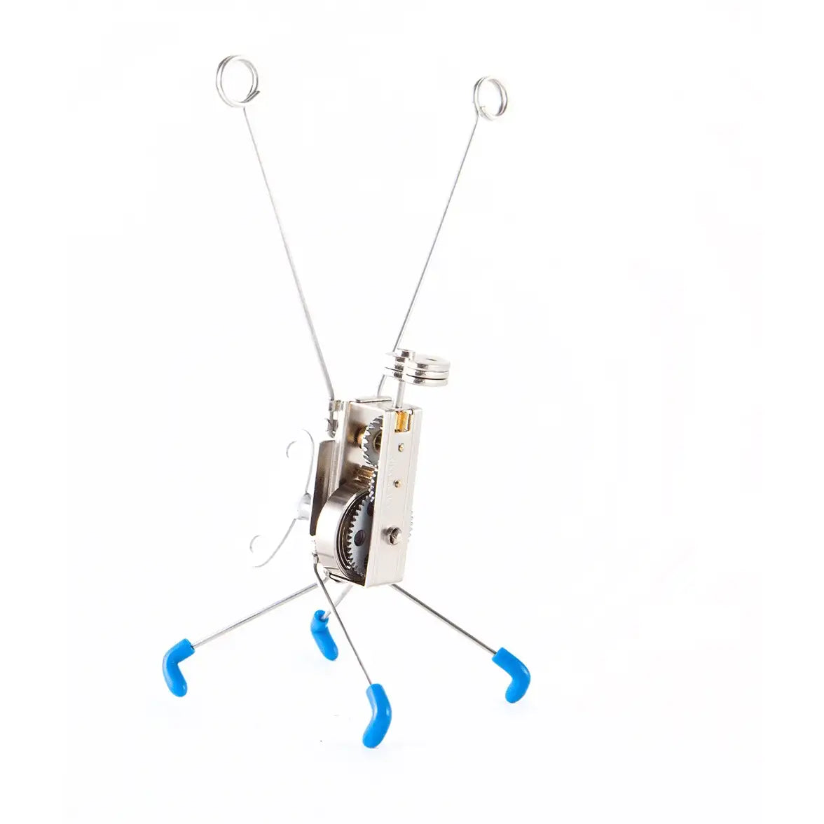 Jouet créature mécanique Critters Katita en argent avec pattes bleues et antennes