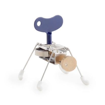 Poignée bleue en forme de clé sur créature mécanique Critters Spinney rétro