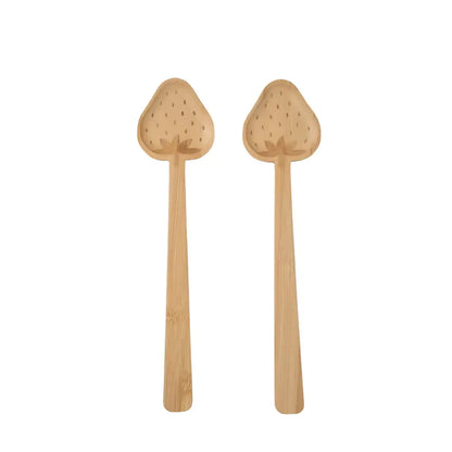 Paire de passoires fraise en bambou pour salade fraise, collection food fun