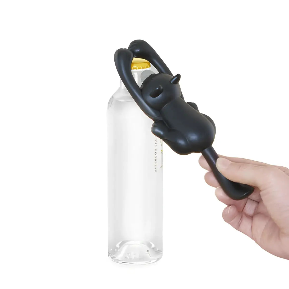 Décapsuleur chat noir en silicone, design inspiré, finition brillante