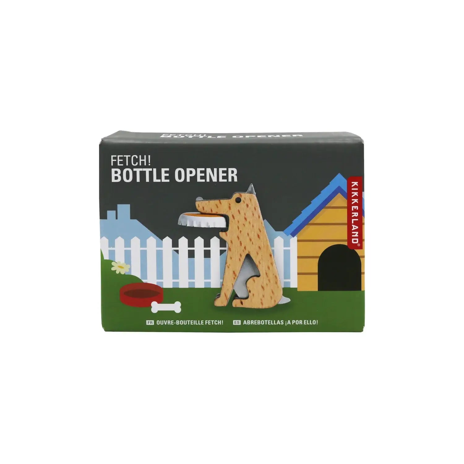 Décapsuleur fetch chien en carton tacheté avec aimant intégré et acier inoxydable