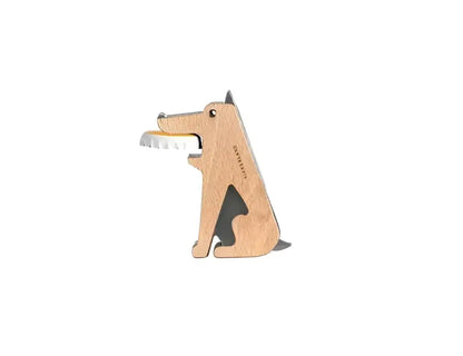 Décapsuleur Fetch en bois clair, forme chien avec aimant intégré en acier inoxydable