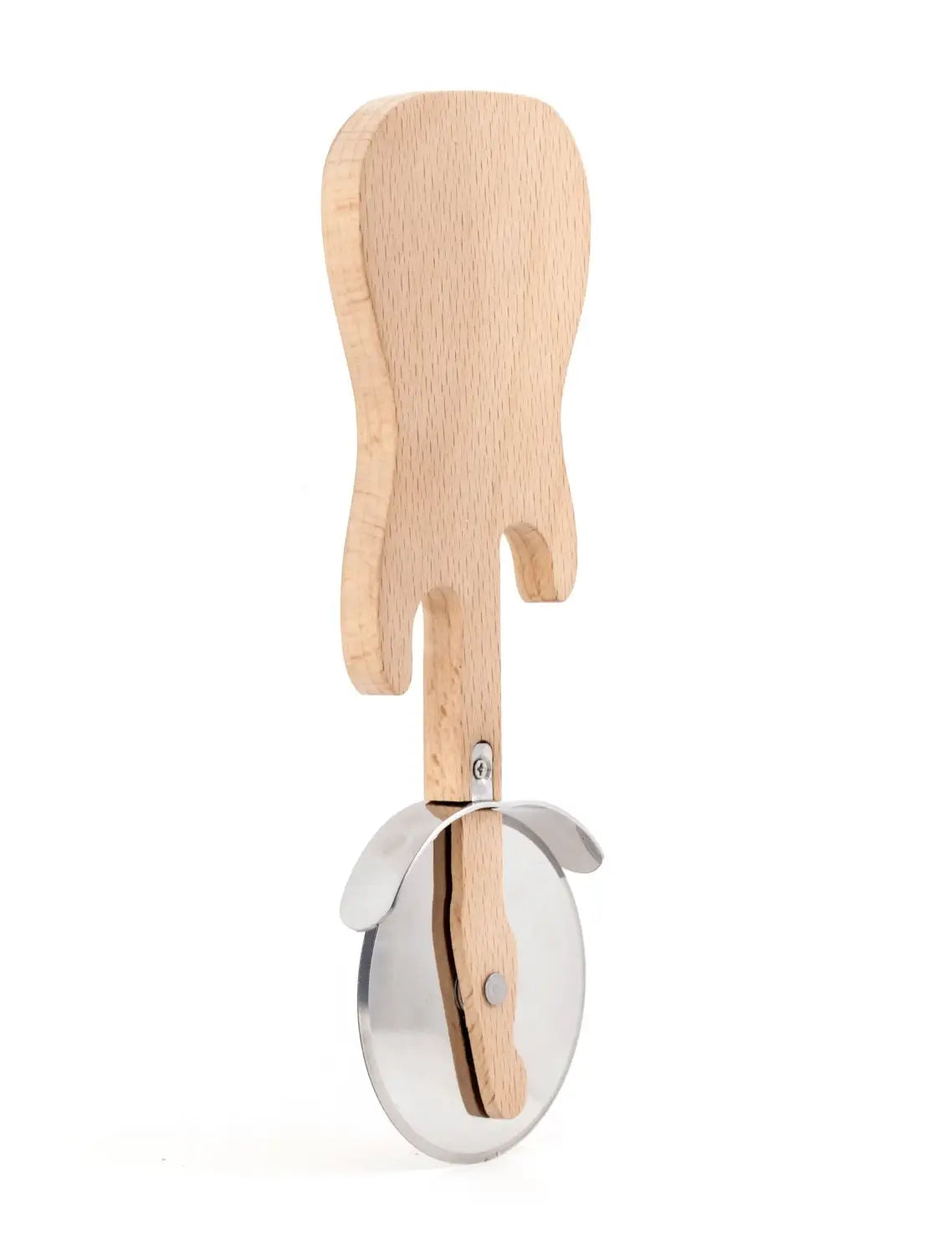 Découpe pizza guitare rock en bois avec lame acier inox