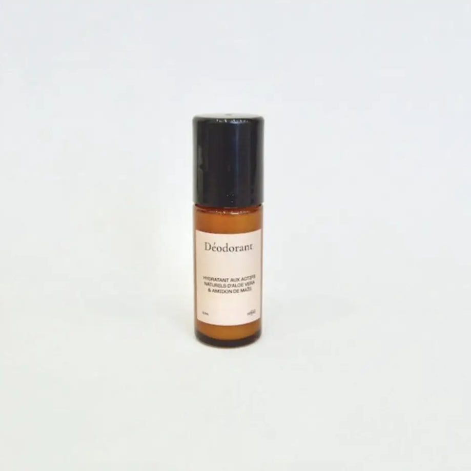 Déodorant roll-on rechargeable 30ml pour plus sensibles avec bouteille en verre brun