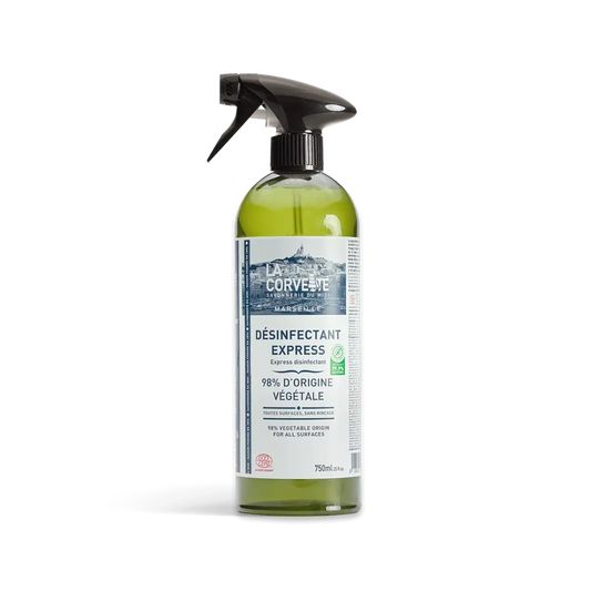 Bouteille spray Désinfectant Express 750 ml, 98% végétal vert