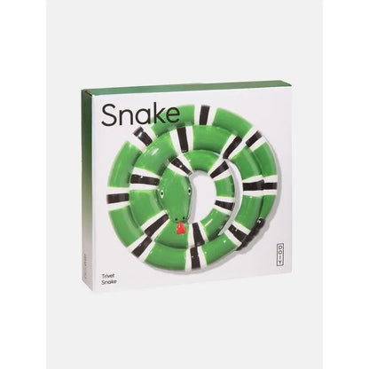 Dessous de plat serpent vert rayé noir et blanc, design audacieux pour salle à manger