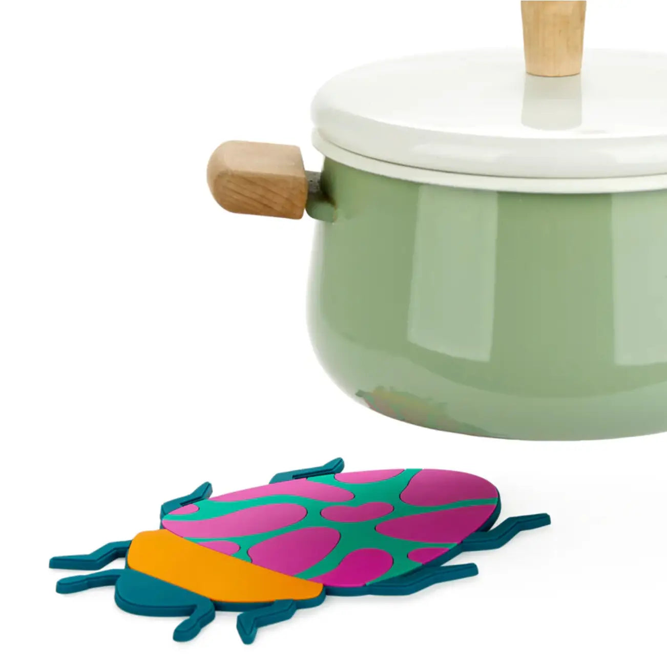 Dessous-de-plat The Beetles orange plastique, scarabée multicolore vibrant en bonne humeur