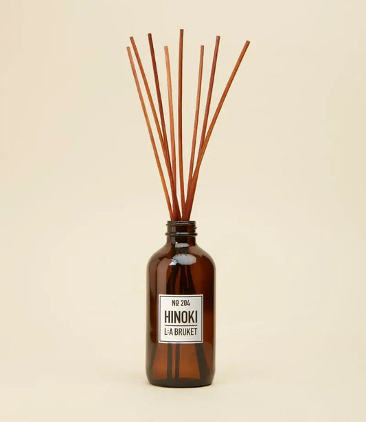 Diffuseur Hinoki 200ml avec flacon ambre et roseaux bruns