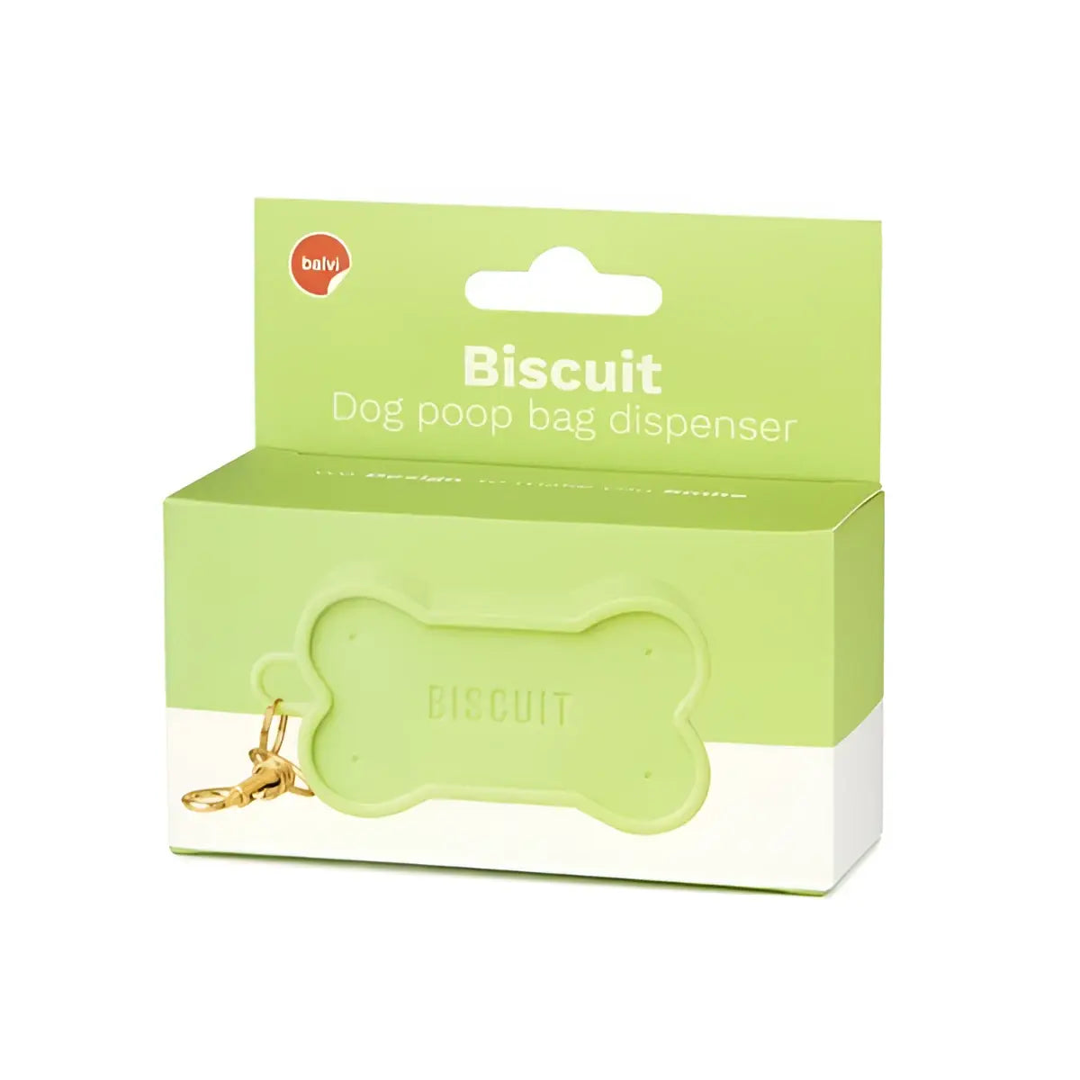 Distributeur de sacs à crottes biscuit vert avec clip métallique doré