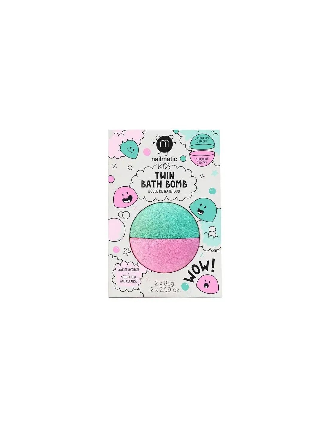 Bombe de bain duo rose et vert lagon, bain devient fun pour enfant