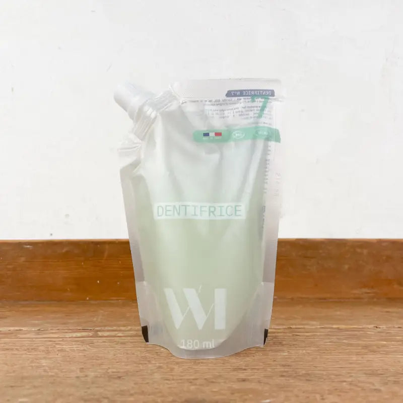 Poche eco recharge dentifrice 180ml translucide verte pour santé bucco-dentaire