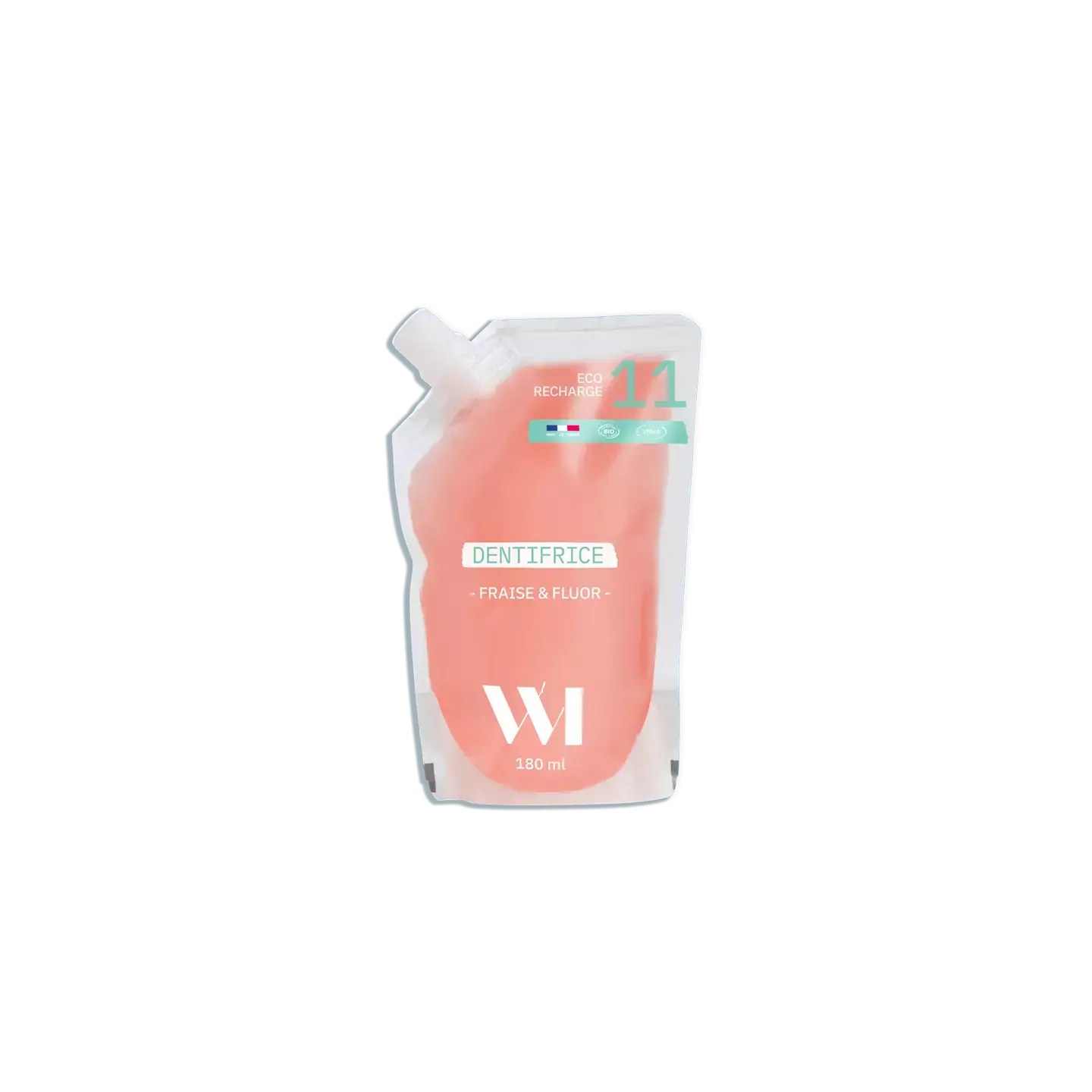 Recharge dentifrice fraise en pouch rose refermable Wi