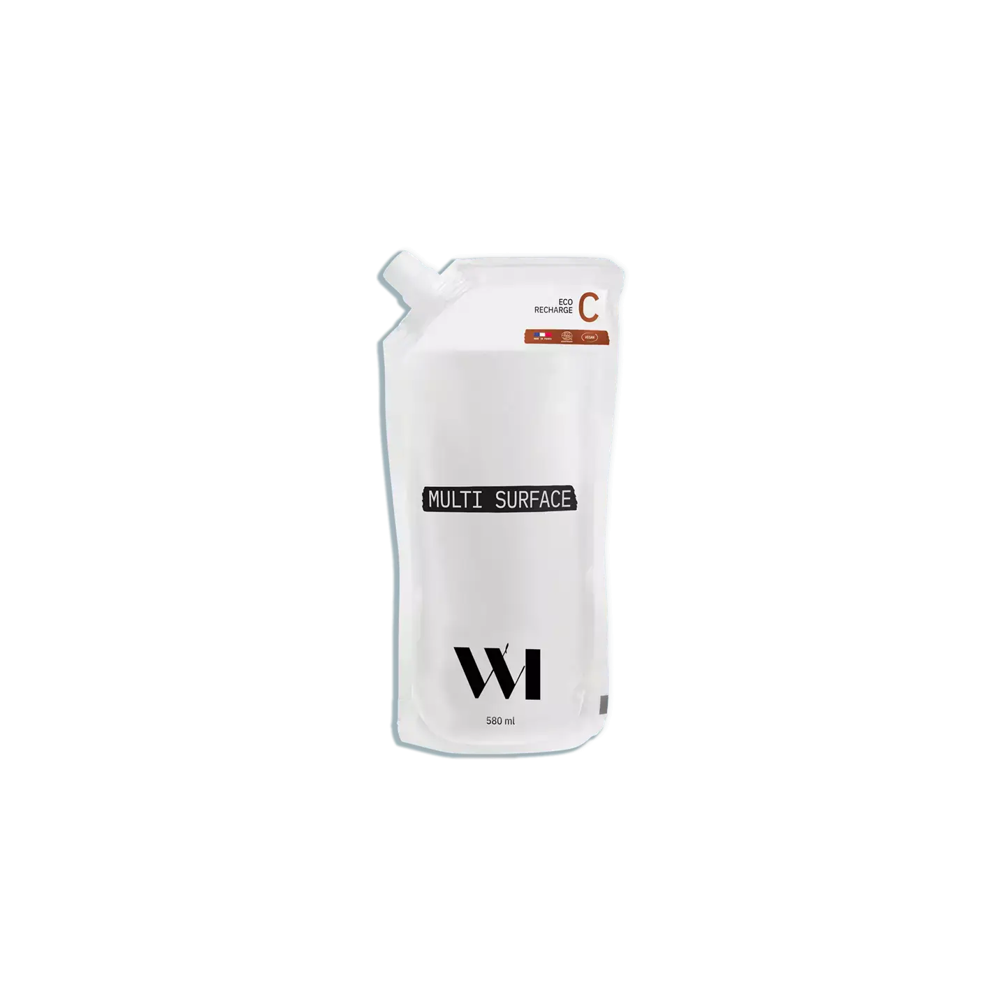 Pochette blanche éco-recharge nettoyant naturel multi-surfaces 580ml avec fleur d’oranger